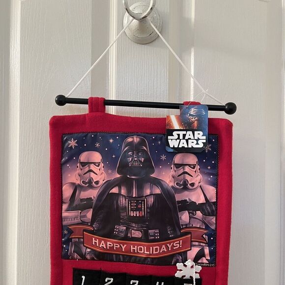 Disney Star Wars Happy Holidays Christmas Hanging Felt Advent Calendar NWT - Picture 2 of 12